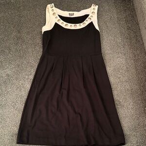 MUSE Elegant Black and White Dress with Studded Detail. Size 8.